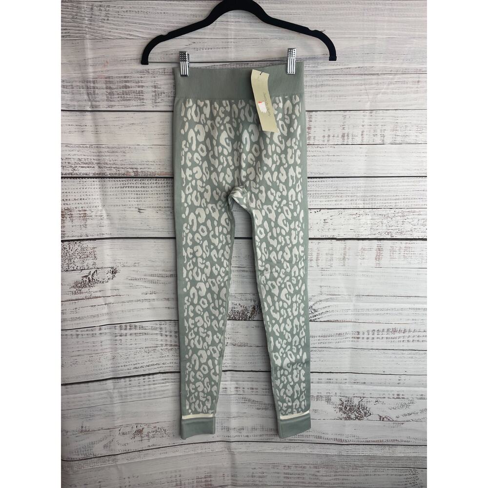 Sweaty Betty Leopard Jacquard Base Layer Womens Sz 6 Leggings Gray White